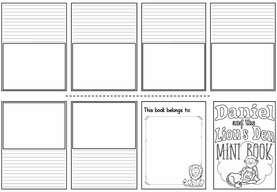 Blank Daniel booklet pages pairing an empty drawing frame with writing lines so students draw and write their own version