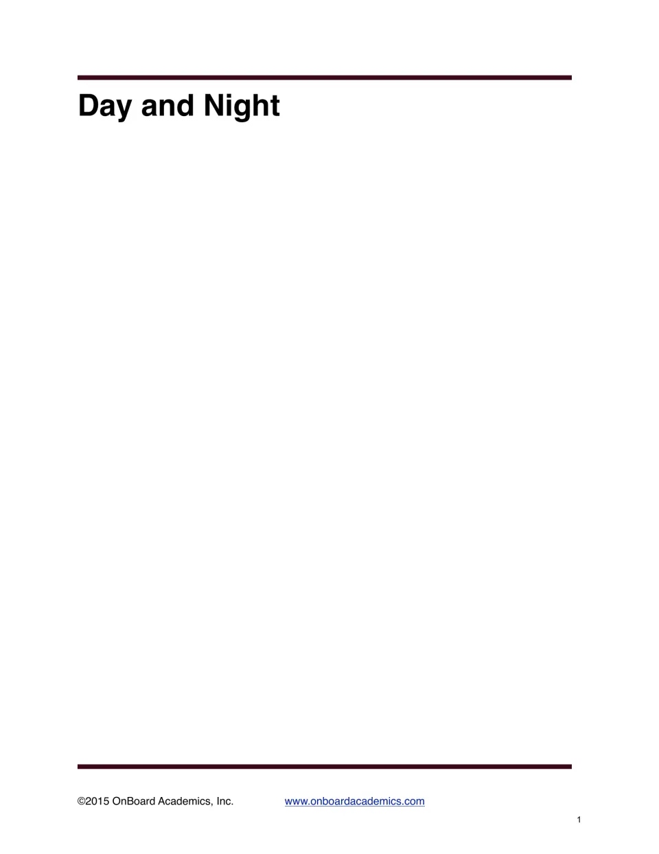 Section opener for the unit on Earth's rotation, headed with the night-and-day topic name and nothing else
