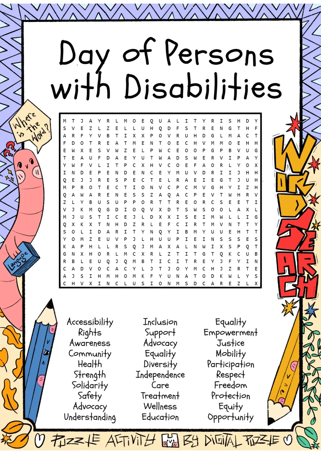 Disability Rights Word Search – cover
