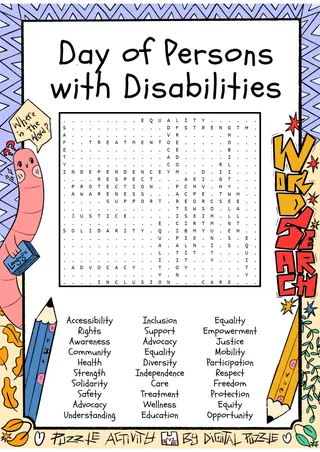 Disability Rights Word Search – sample page 2