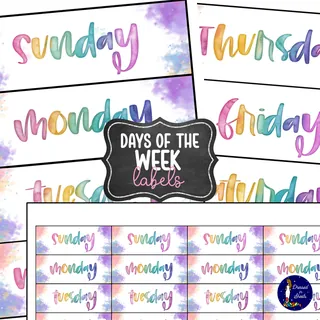 Days of the Week Labels – sample page 2