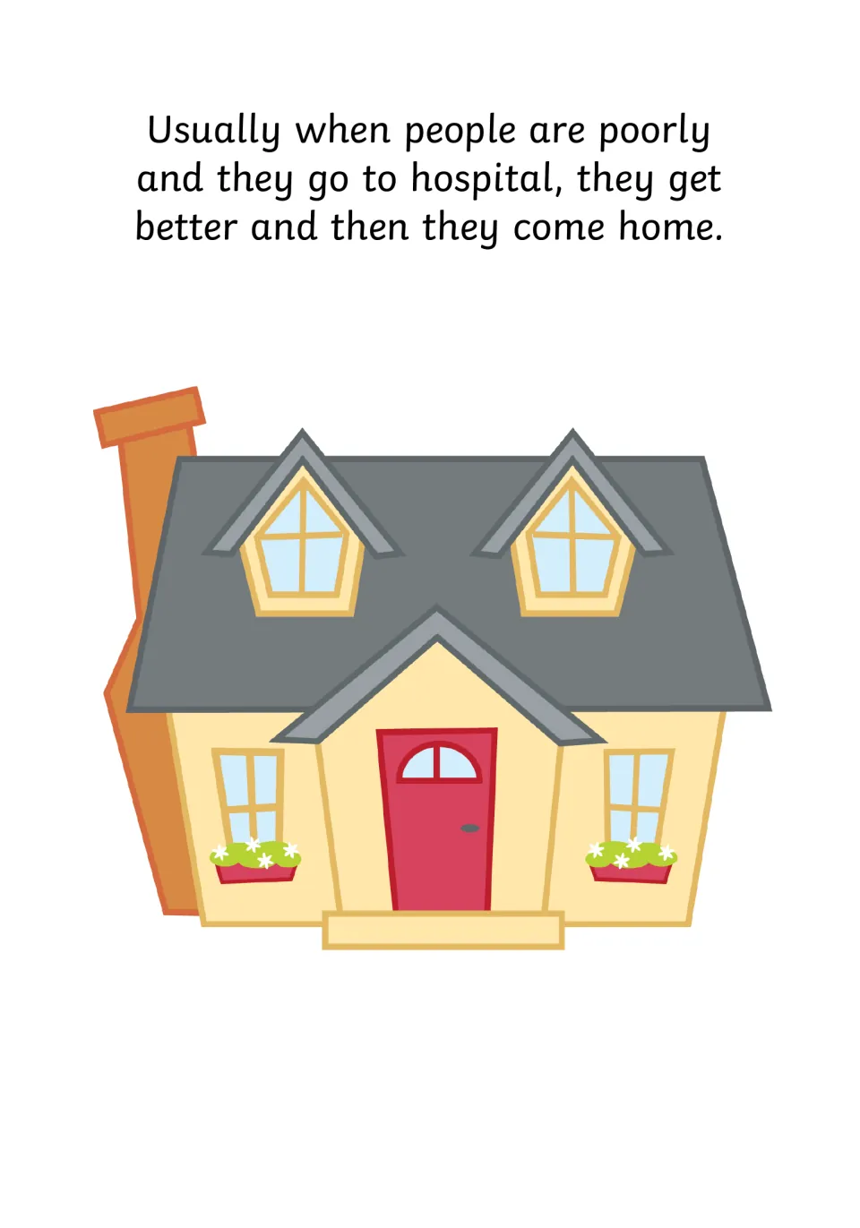 Getting better: most people who go to hospital when poorly get better and come home, pictured with a family house