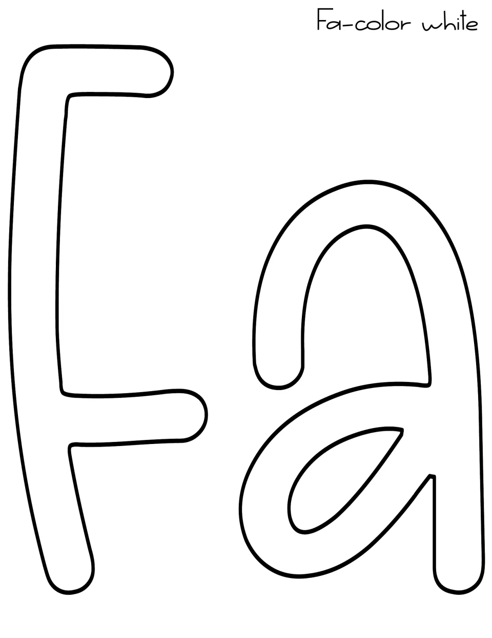 Bubble letter outlines spelling 'Fa' to print on white paper and cut out as the first word of the door banner