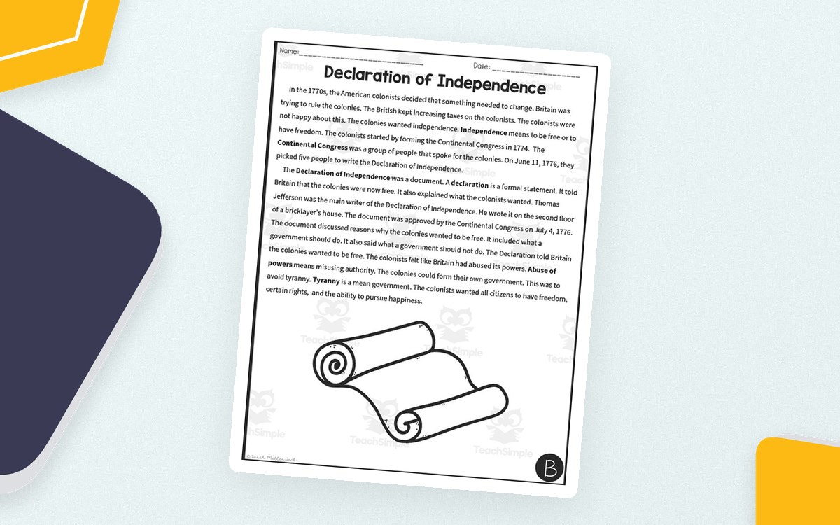 Declaration of Independence – Reading Packet preview