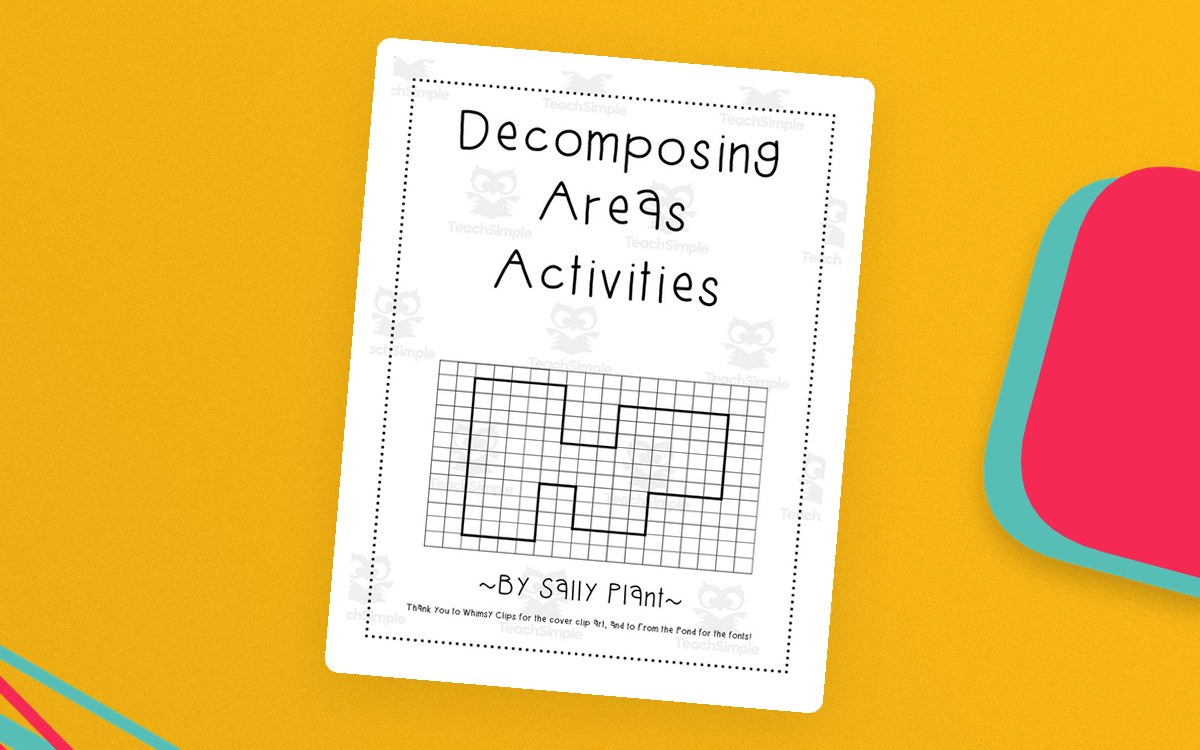 Decomposing Areas activity page with rectilinear figures divided into rectangles.