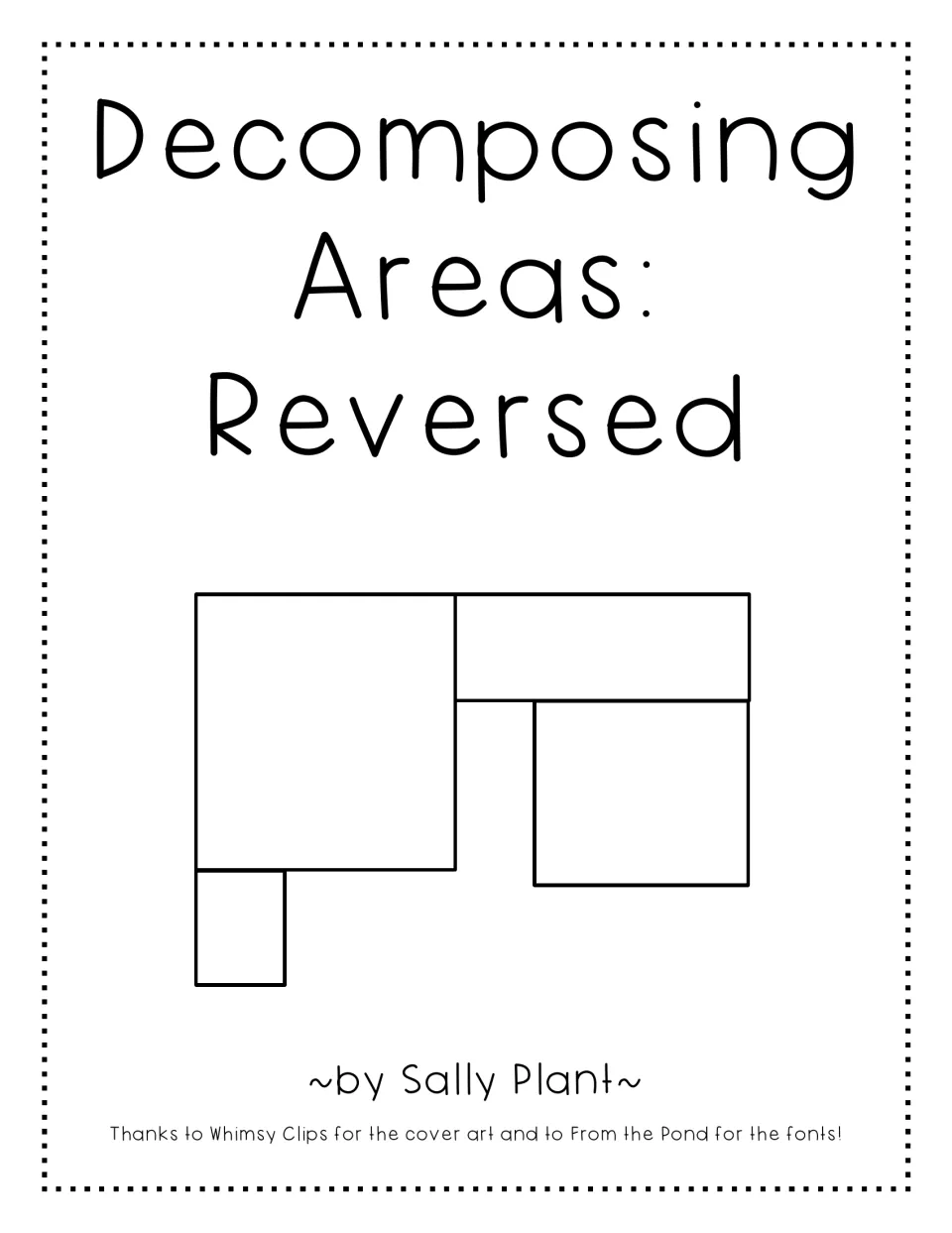 Decomposing Areas: Reversed cover by Sally Plant, showing a rectilinear shape made of four joined rectangles