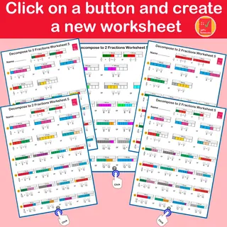 Decomposing Fractions – Grade 4 Worksheet Set – sample page 2