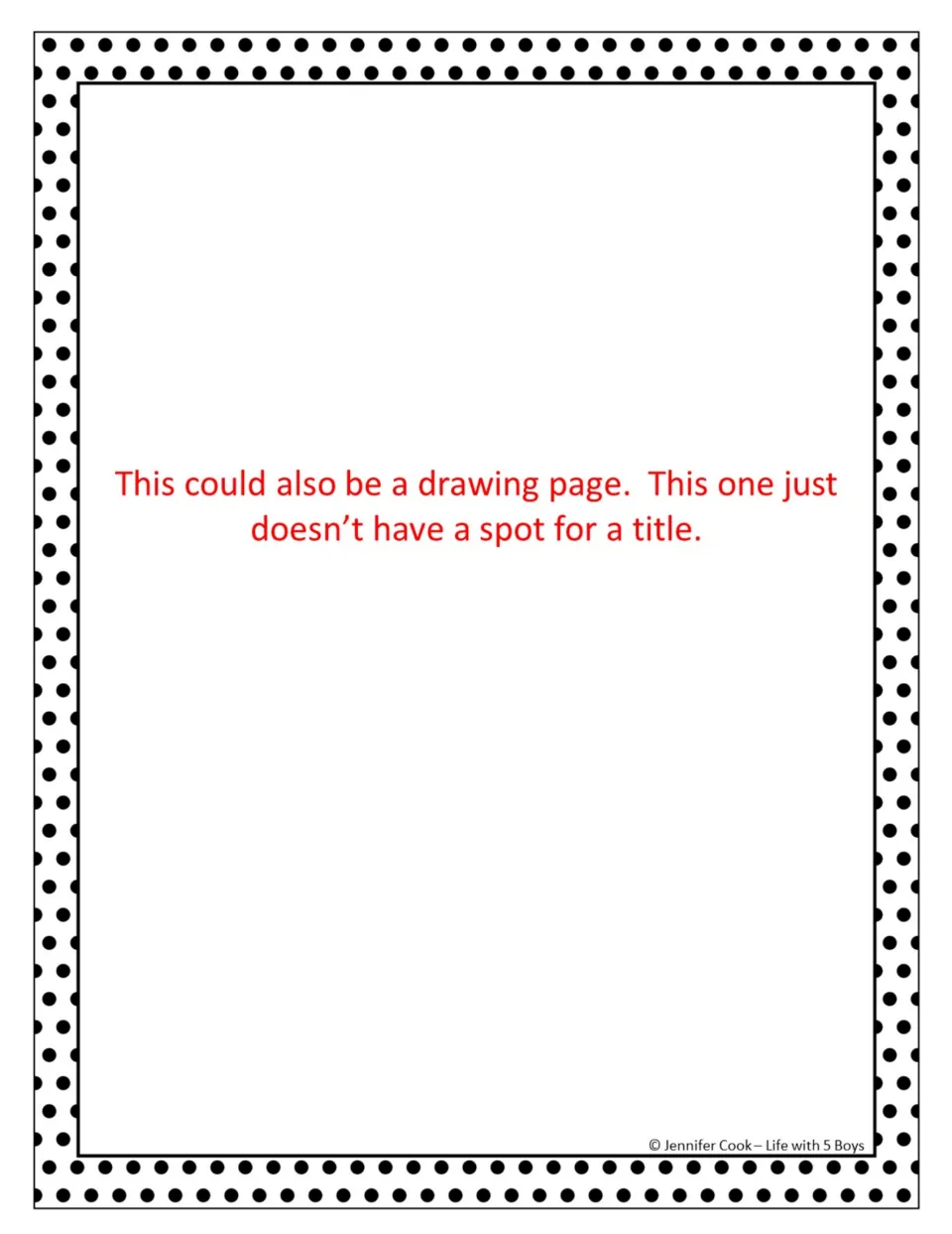 Annotated drawing sheet explains that students can use this page for a drawing without adding a title