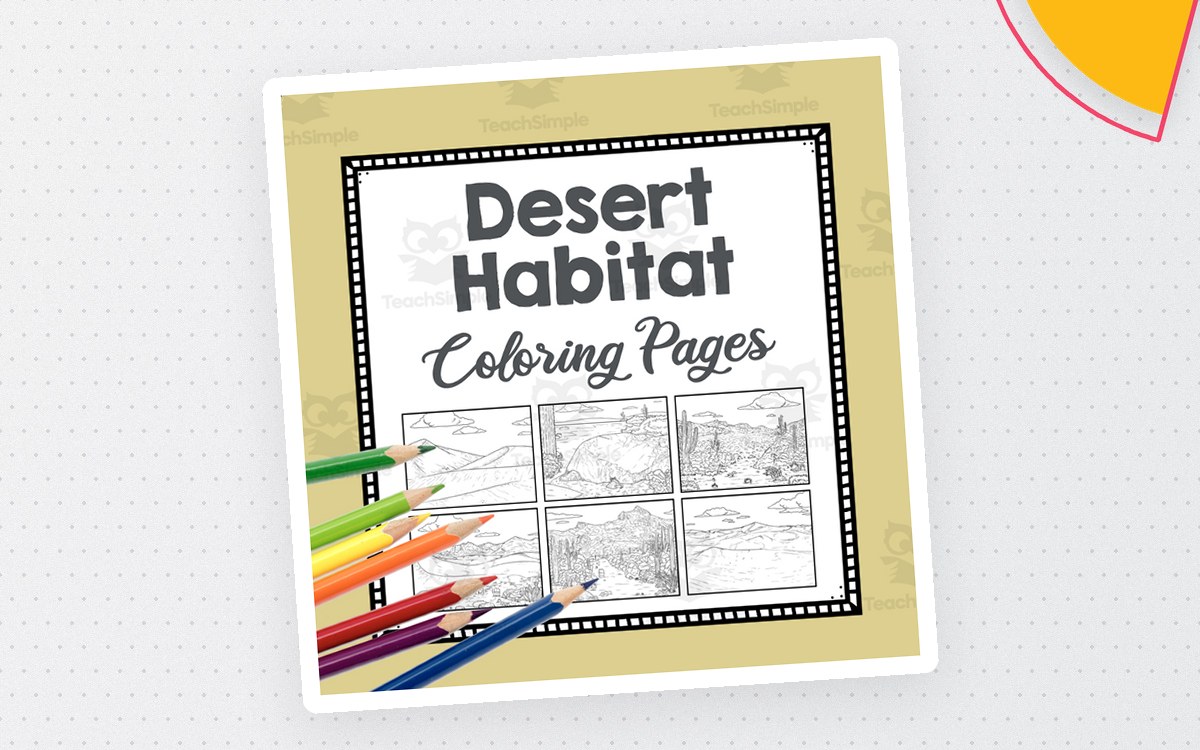 Desert Habitat Coloring Pages | Line Art Templates | Biome Art Project teaching resource preview