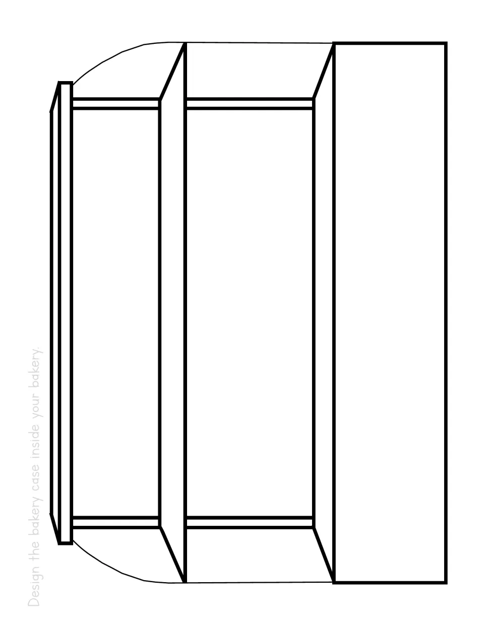 Design the bakery case: students draw treats on the shelves of the display case inside their bakery