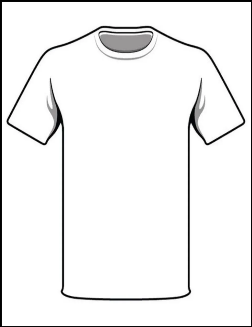 Printable blank T-shirt outline for students to draw and color their own end-of-year class shirt design by hand