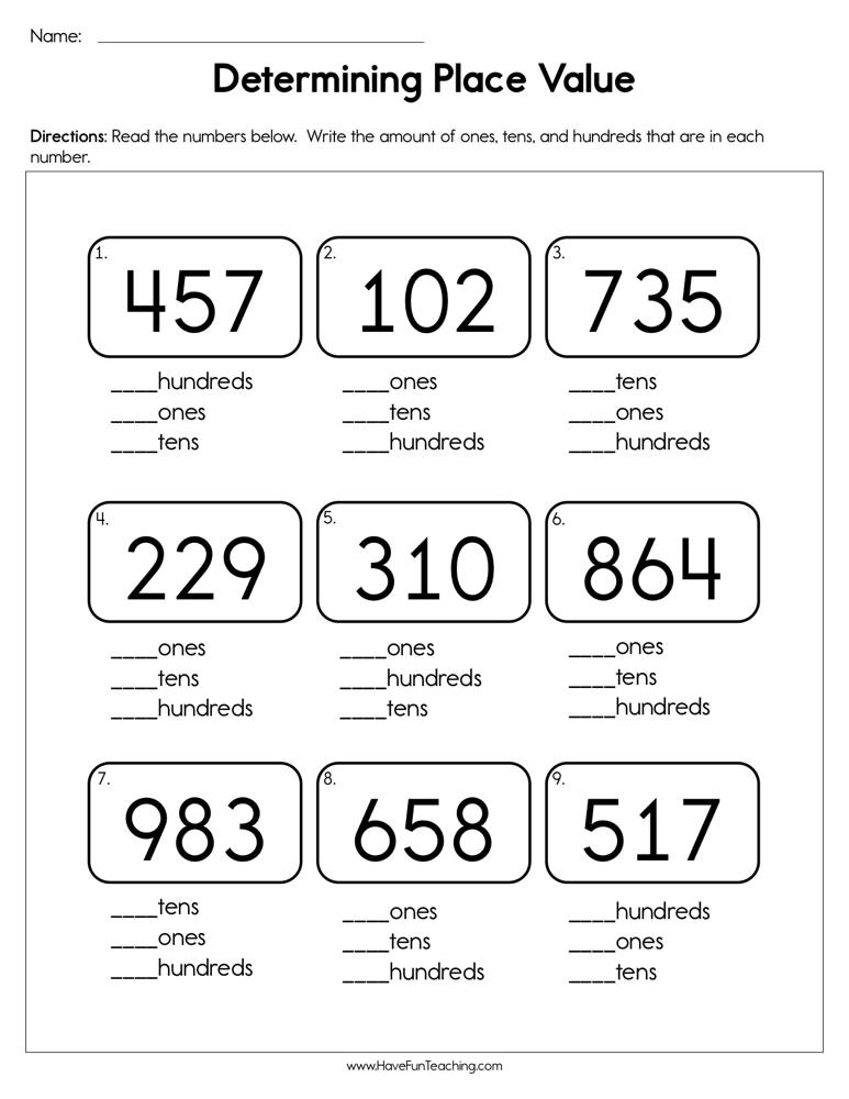 Determining Place Value Worksheet teaching resource preview