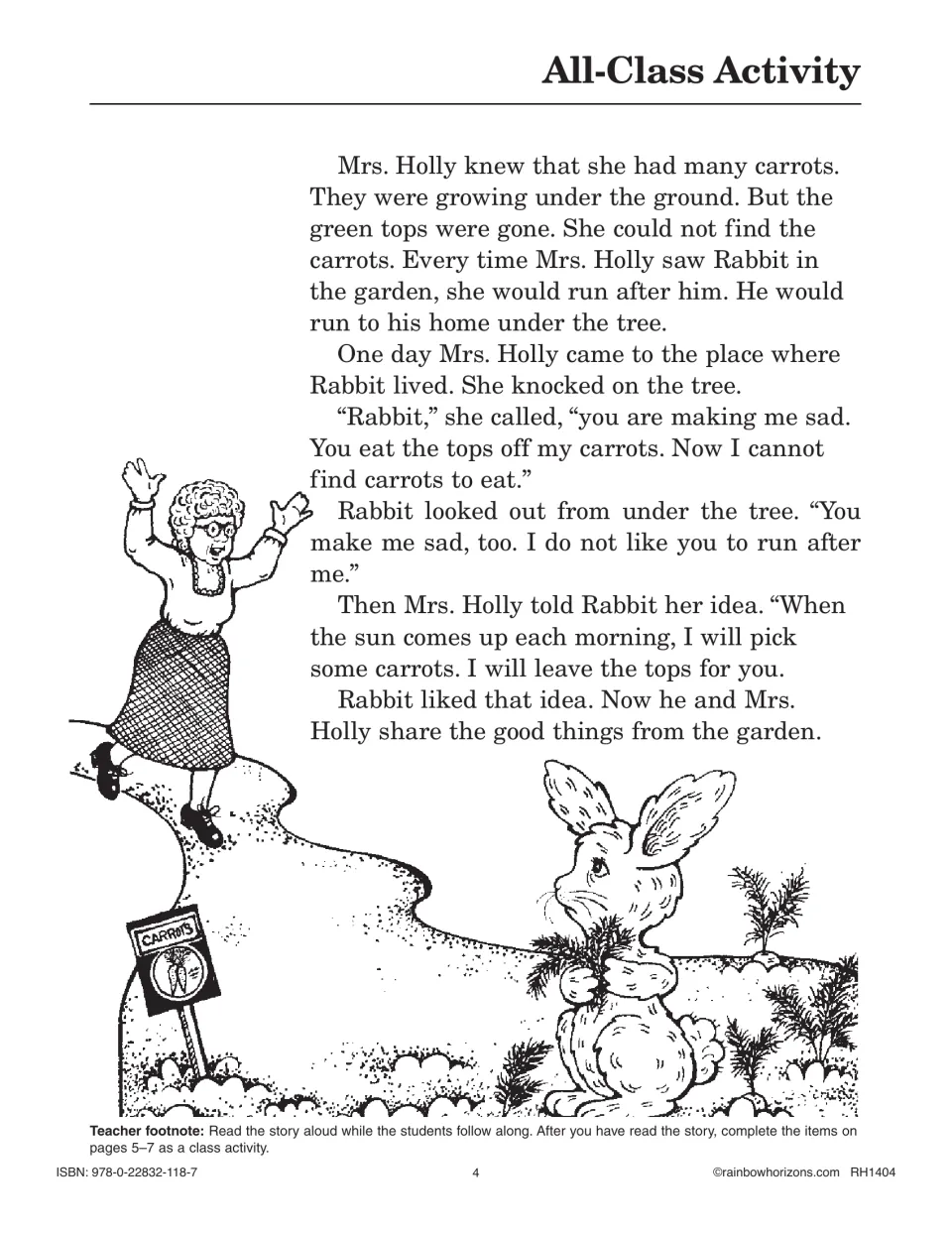 Mrs. Holly and Rabbit, part two: read-aloud story in which Mrs. Holly and Rabbit agree to share the garden's carrots