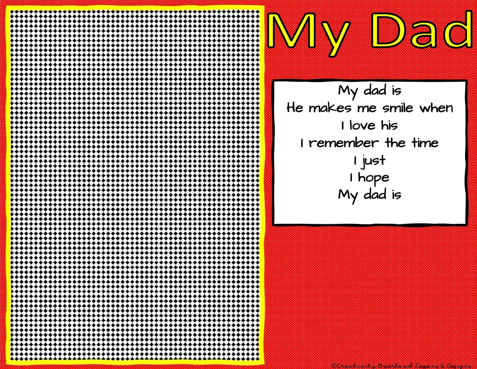 Fourth sundae design template includes the 'My Dad' poem starters, such as 'He makes me smile when'