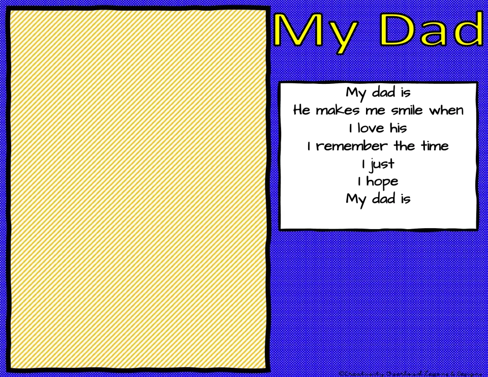 Fifth sundae design template includes seven 'My Dad' poem starters, such as 'I remember the time'
