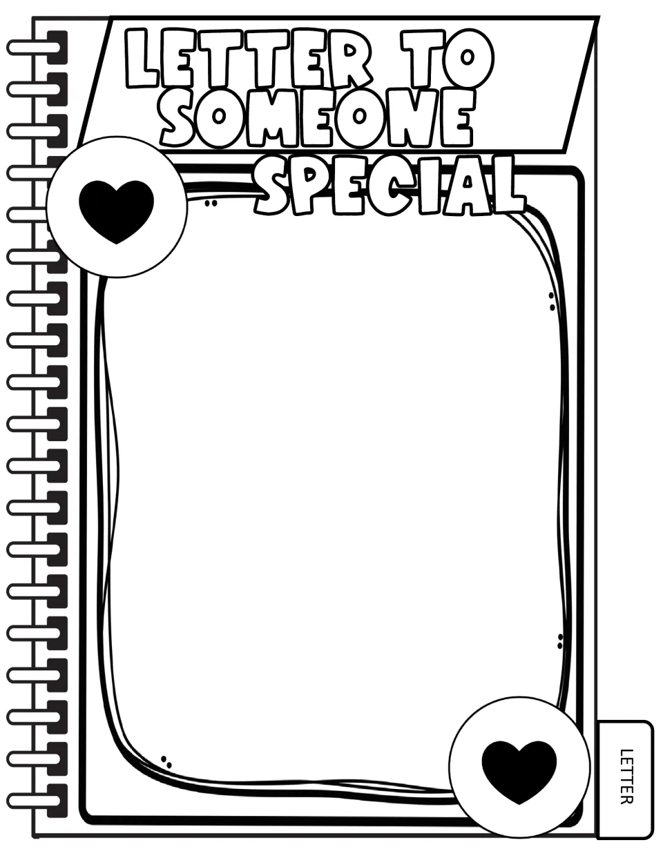 Letter to Someone Special: an open writing page where students write a letter to their mother figure