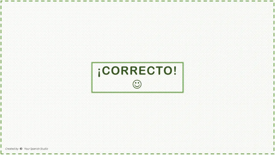 Correct-answer feedback after reading question 2: '¡Correcto!' (correct) provides a return to the question menu