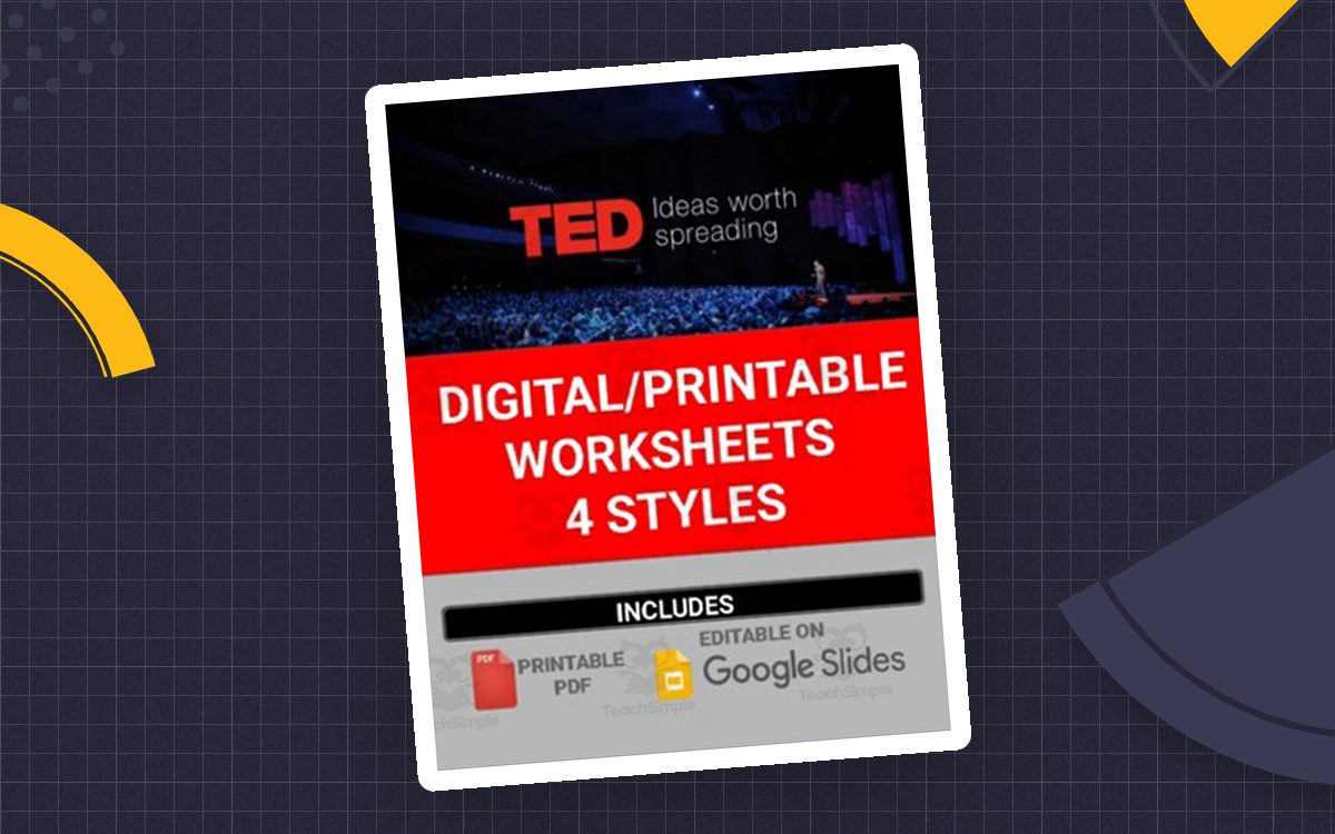 Digital/Printable TED Talk Worksheets (Editable in Google Slides) worksheet preview.