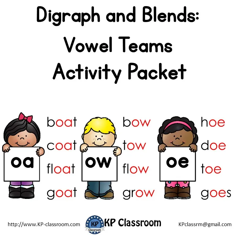 OA OW OE Vowel Teams – Phonics Activity Packet – cover