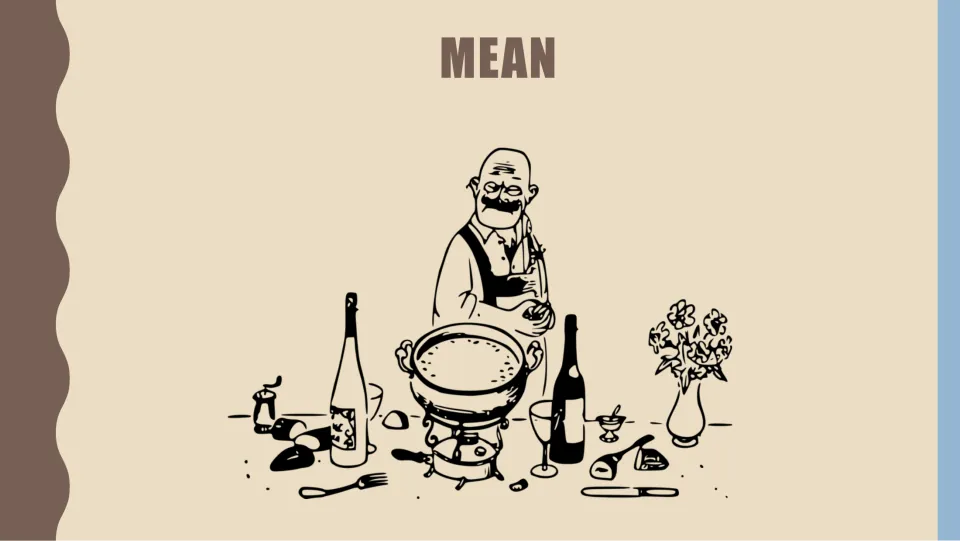 Mean server character card for the restaurant role play, illustrated with a waiter behind serving dishes.