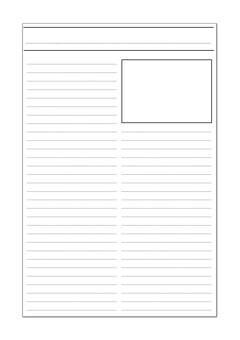 Blank leaflet template where students write their final dinosaur information text with a headline and a space for a picture