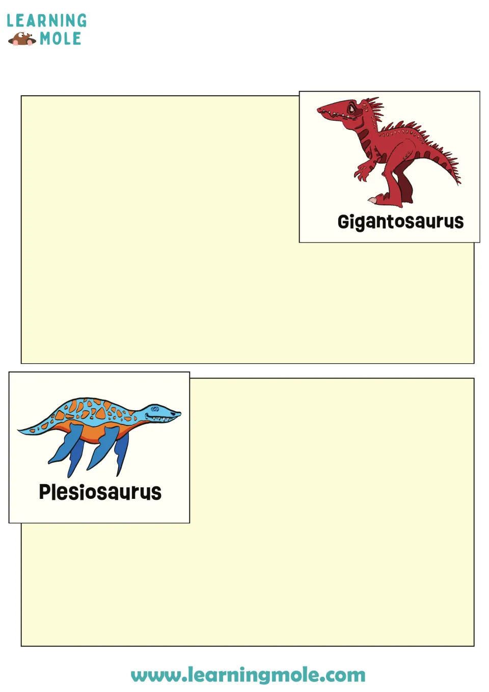 Dinosaur skeleton building: students design Gigantosaurus and Plesiosaurus skeletons from different pasta shapes