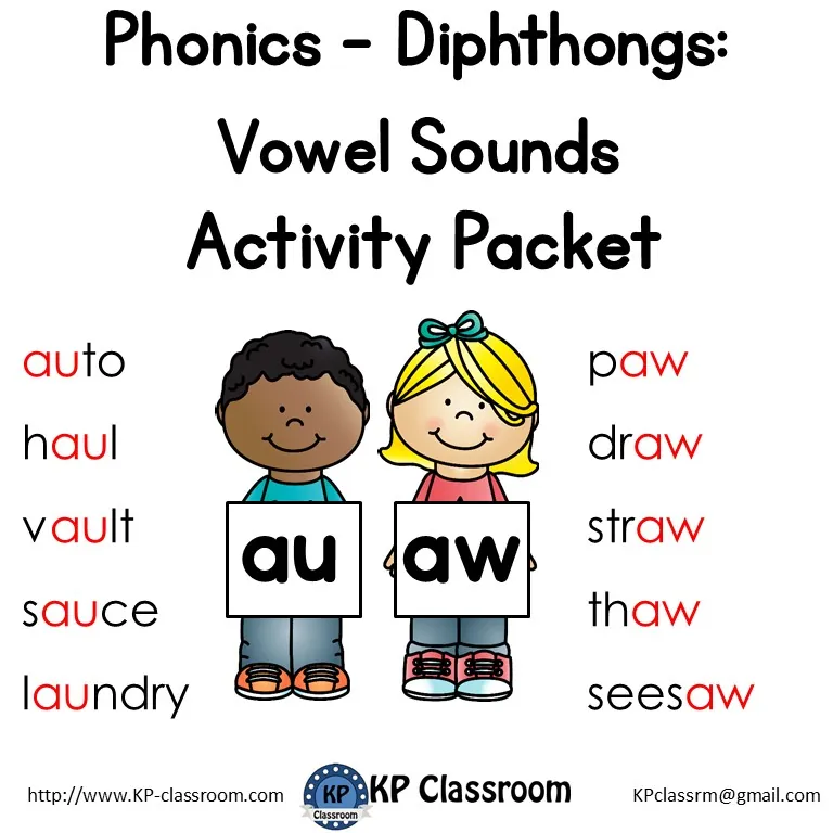 AU & AW Diphthong – Vowel Sounds Activity Packet – cover