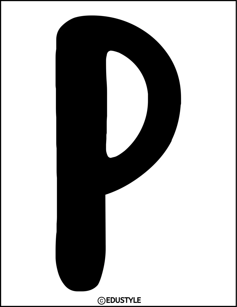 Graduation bulletin board and door decor letter P, printed in solid black as a full-page display piece