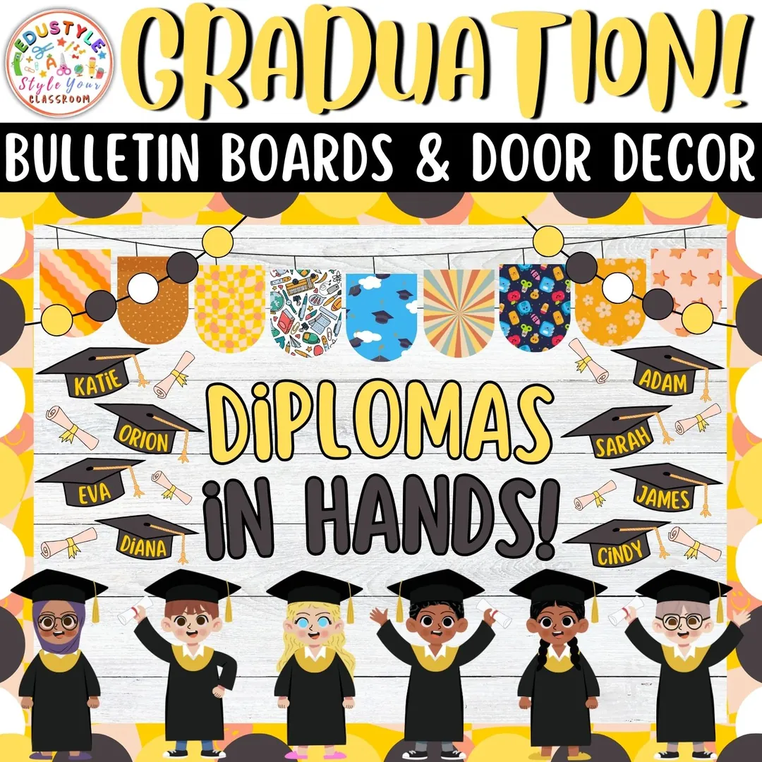 Diplomas in Hands – Graduation Bulletin Board Kit – cover