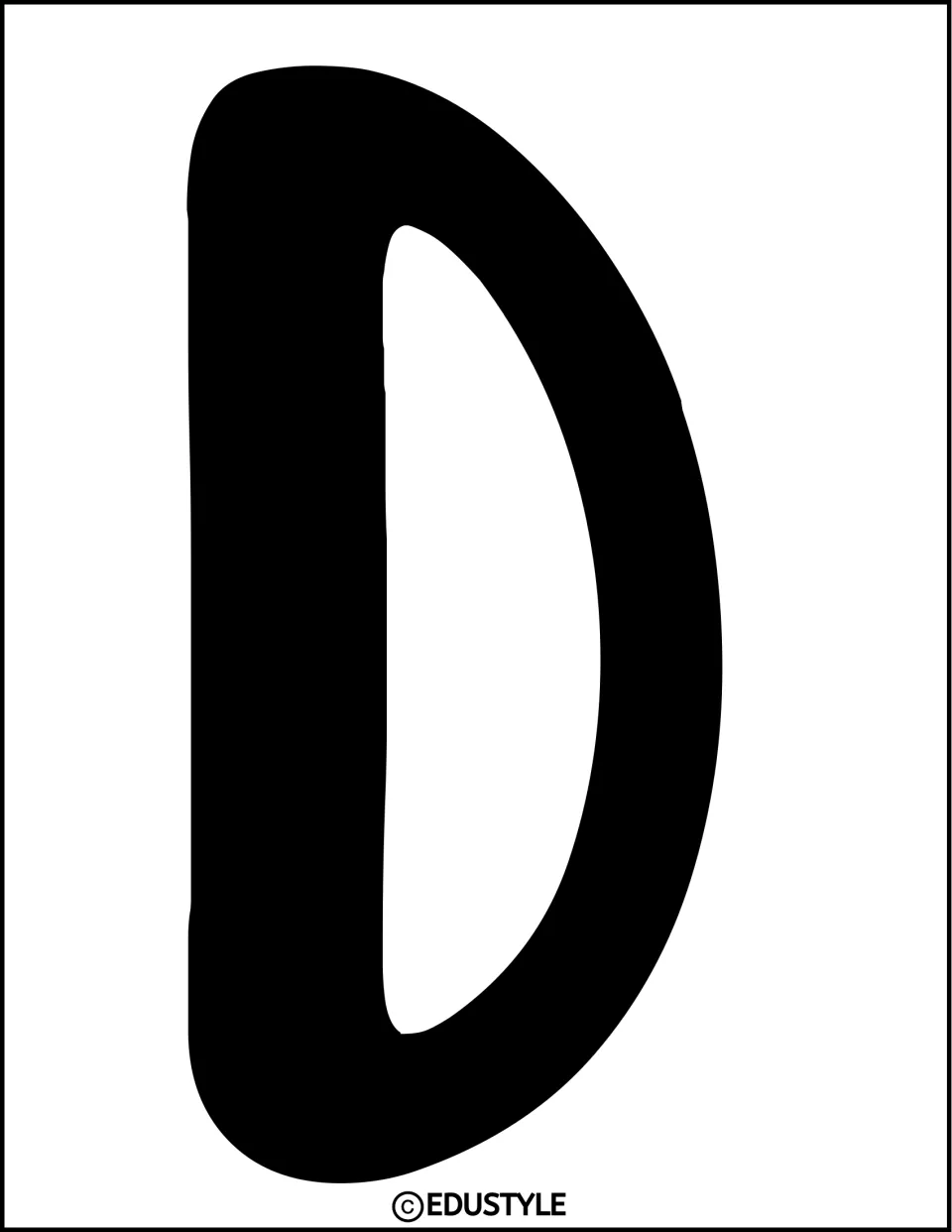 Bulletin board letter D: a full-page solid black capital D cut-out for spelling a graduation display title