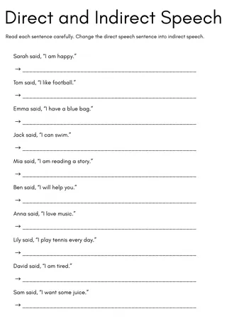 direct and indirect speech worksheet for grade 4 – cover