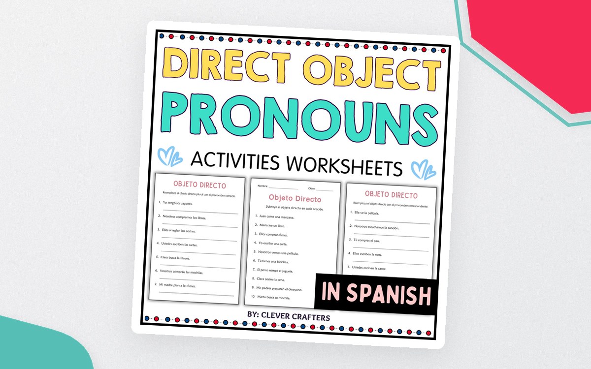 Direct Object Pronouns Practice Grammar Worksheets in Spanish preview