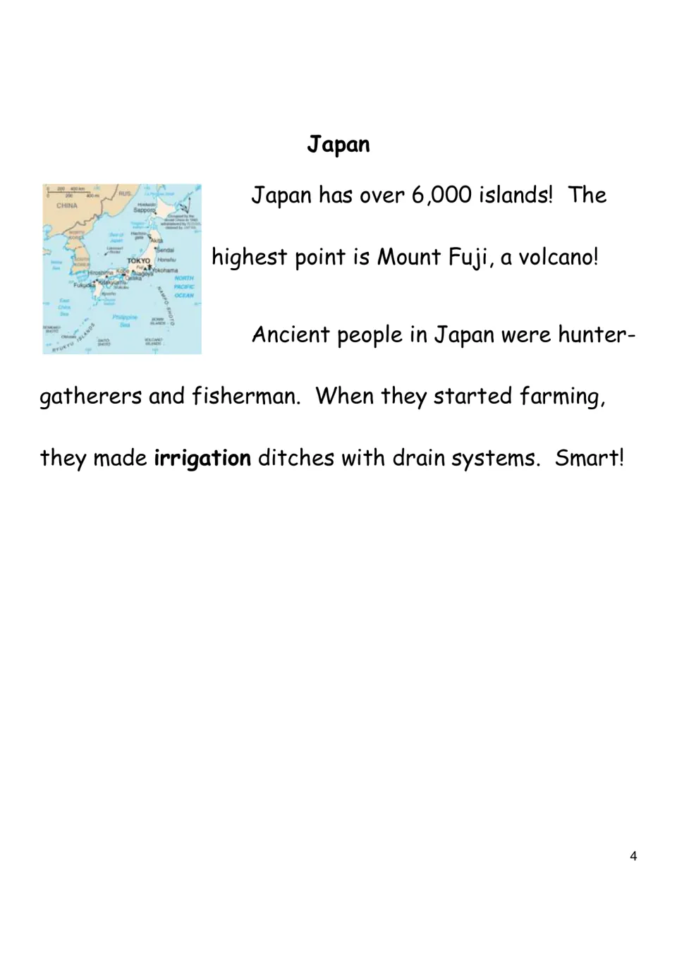 Japan reading with a map: over 6,000 islands, Mount Fuji, and early hunter-gatherers who dug irrigation ditches for farming