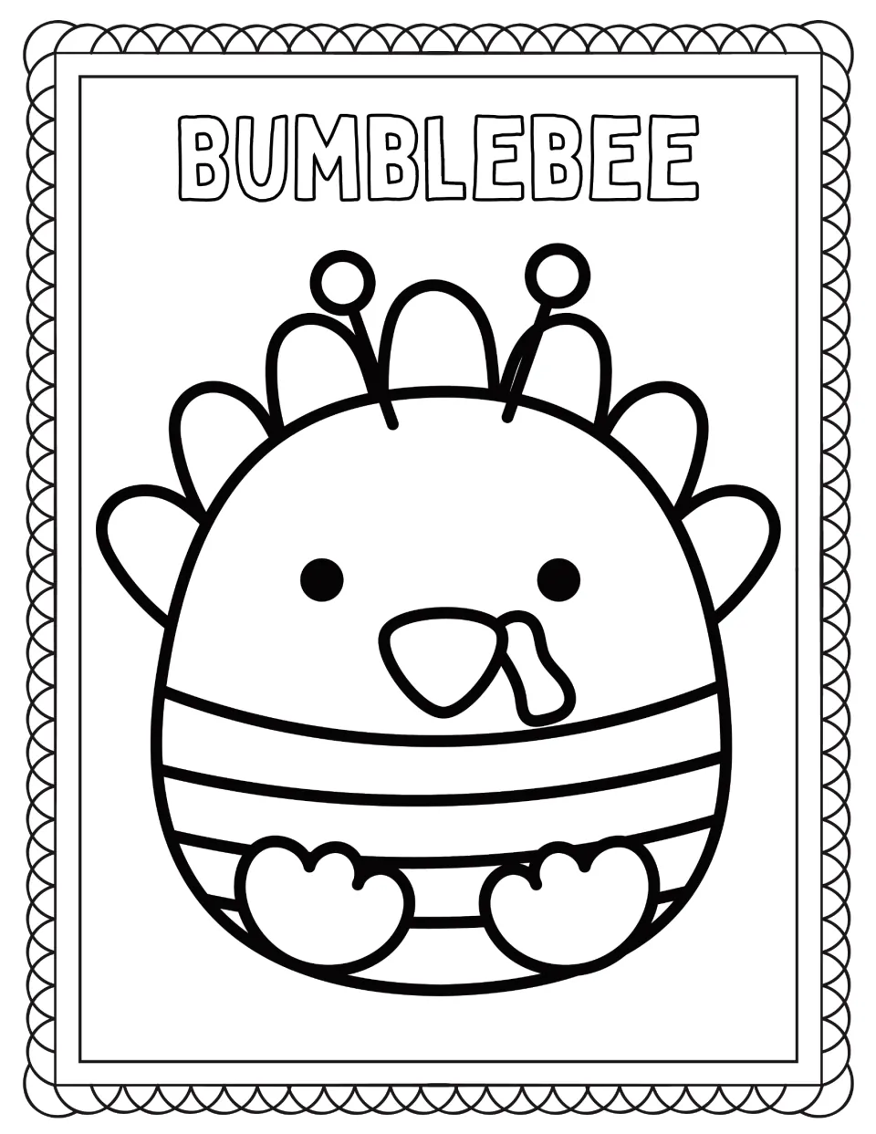 Turkey disguise coloring page labeled BUMBLEBEE, featuring a turkey with antennae and a striped body.