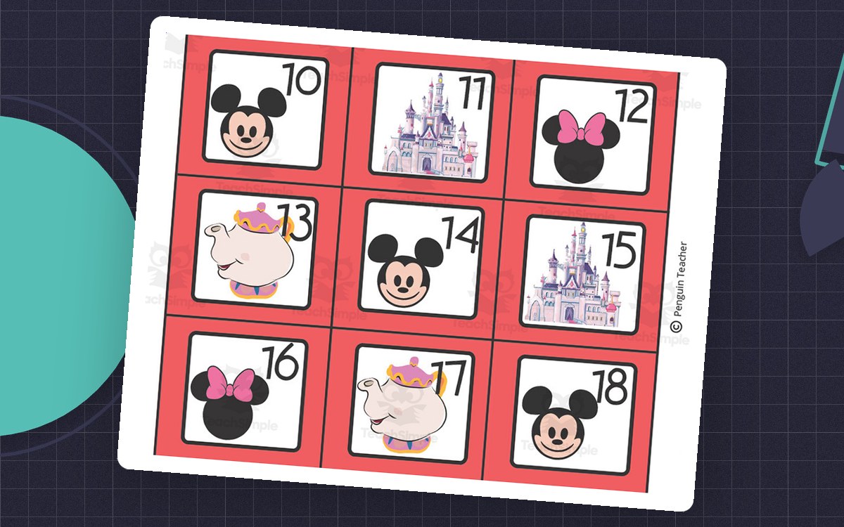 Disney Theme Calendar Pieces preview: Date number cards, 1 through 31