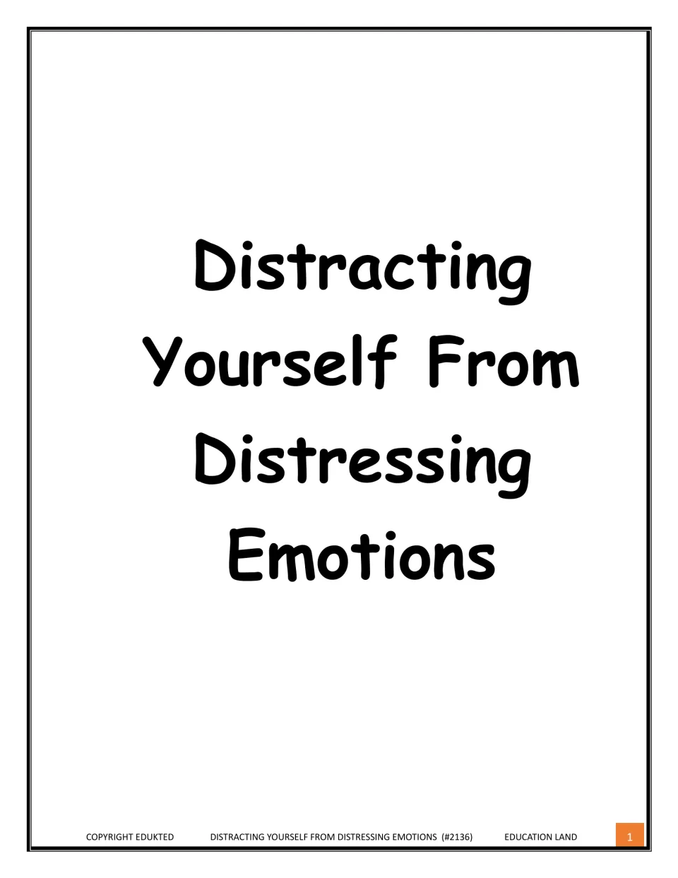 Cover page titled Distracting Yourself From Distressing Emotions from Education Land, with the #2136 product number