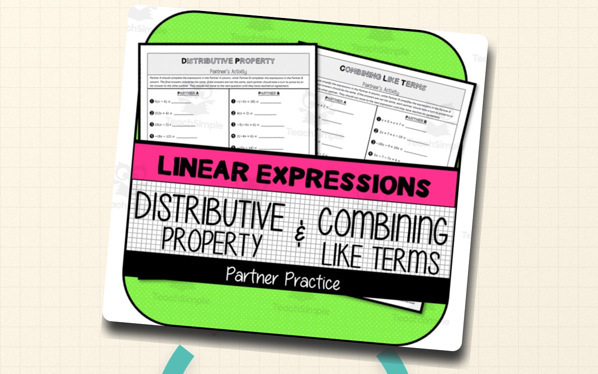 Distributive Property & Combining Like Terms Partner Activity preview