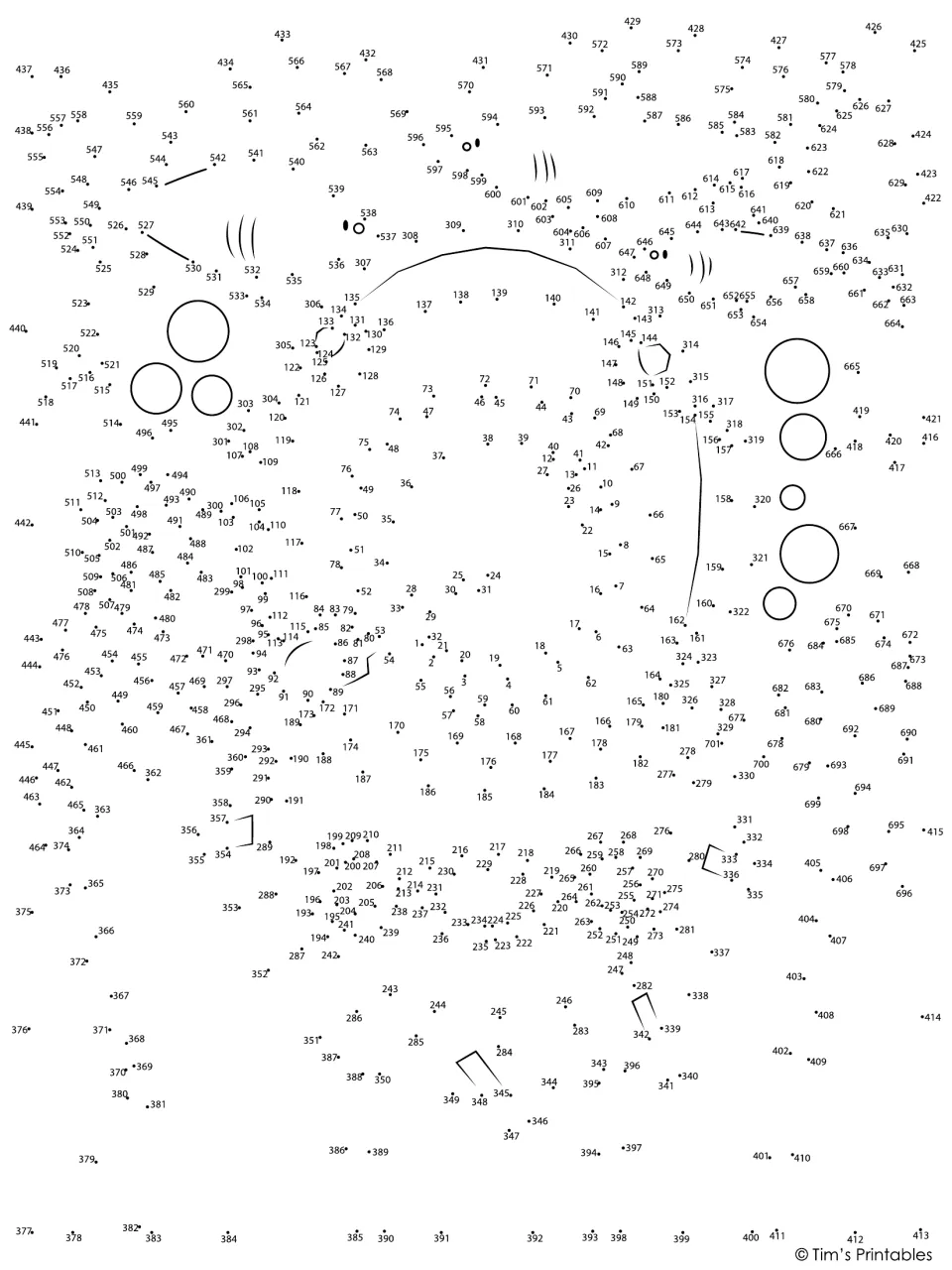 Diver dot-to-dot puzzle with numbers 1–701 to connect, revealing a vintage diving helmet and suit.