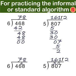 Division: 3-Digit by 1-Digit Worksheets – sample page 4