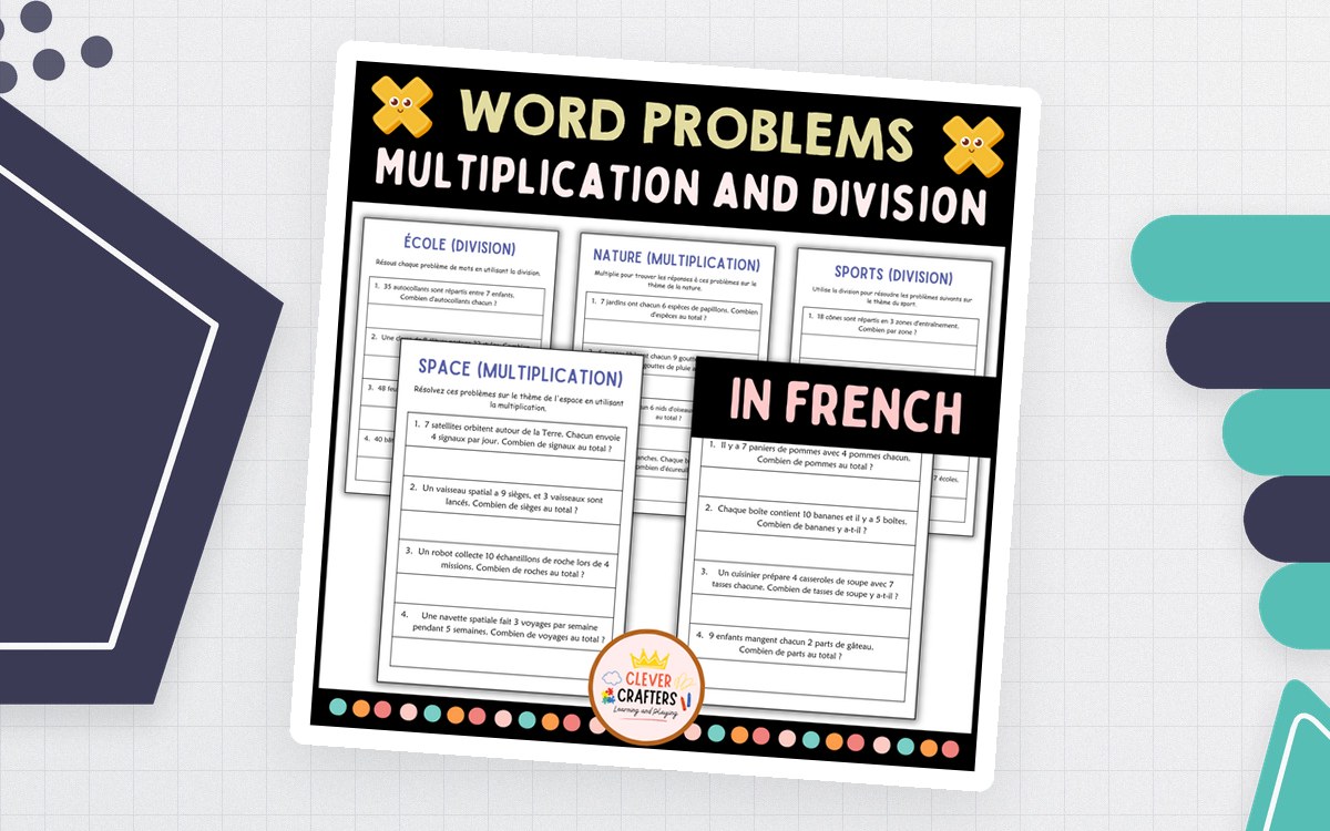 Division and Multiplication Word Problems Math Worksheets in French preview