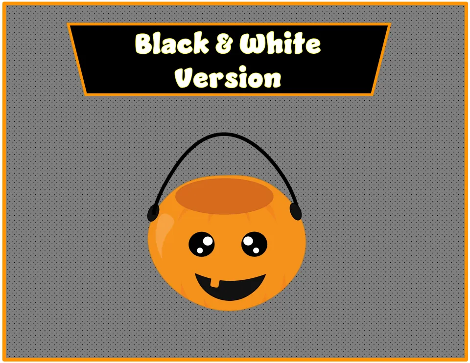 Black & White Version section divider with a jack-o-lantern bucket, marking where printer-friendly pages begin
