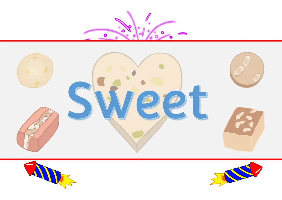 Second sheet of the three-part shop banner, displaying the word 'Sweet' for the dramatic play shop