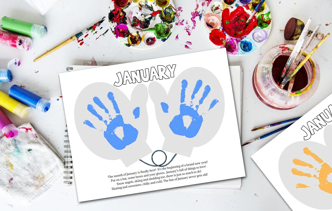 DIY Handprint Calendar - January Poem & Colouring Activity, Winter Art – cover