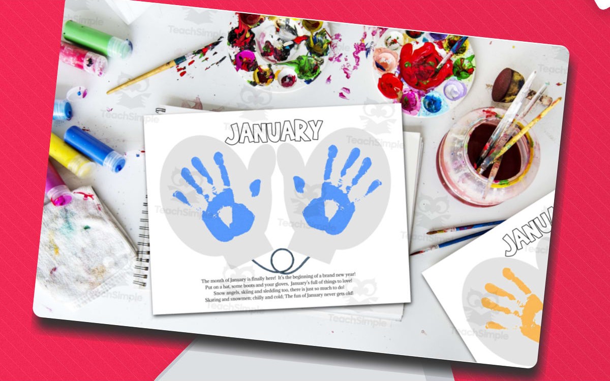DIY Handprint Calendar - January Poem & Colouring Activity, Winter Art preview