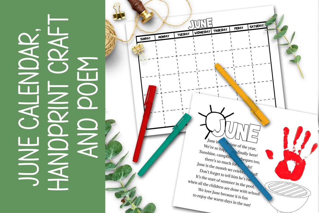 DIY Handprint Calendar - June Craft & Poem, Homeschool Activity – cover