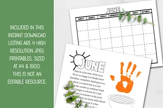 DIY Handprint Calendar - June Craft & Poem, Homeschool Activity – preview 1