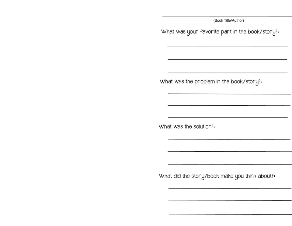Favorite part entry: students recall their favorite part, the problem and solution, and what the book made them think