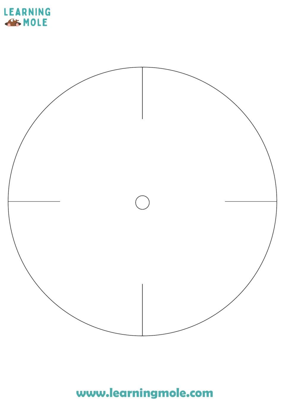 Sundial clock face template: a blank dial with four quarter marks and a centre mark for students to cut out and decorate