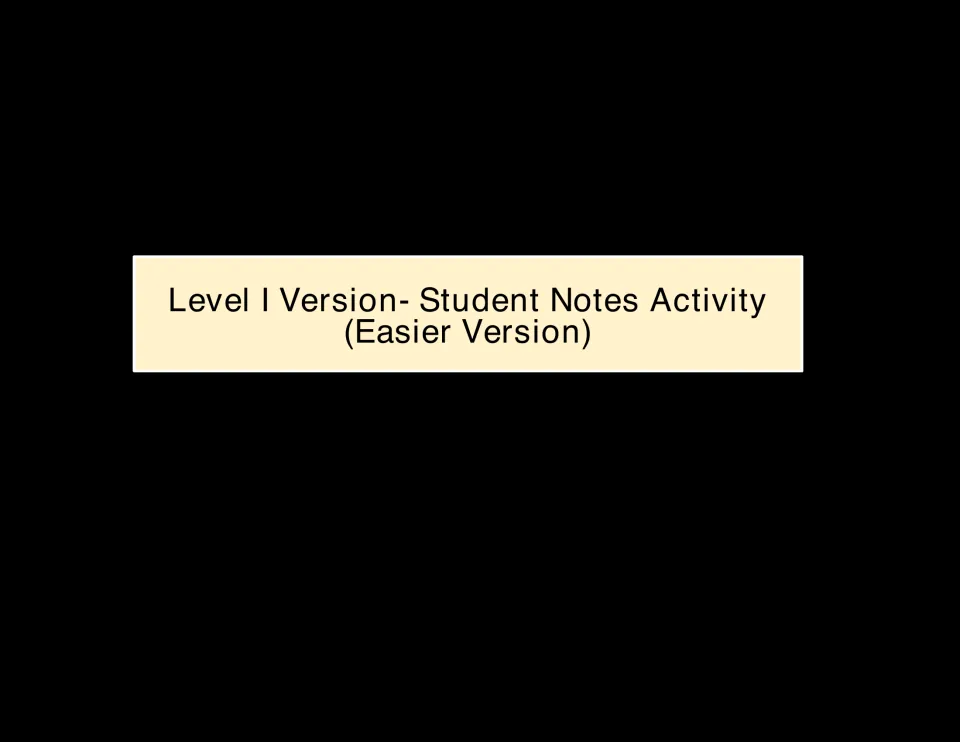 Section divider: Level I Version- Student Notes Activity (Easier Version)
