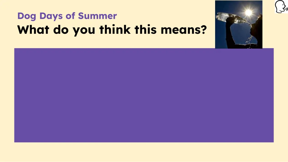 Opening prompt asks students what they think the summer expression means before beginning the lesson.